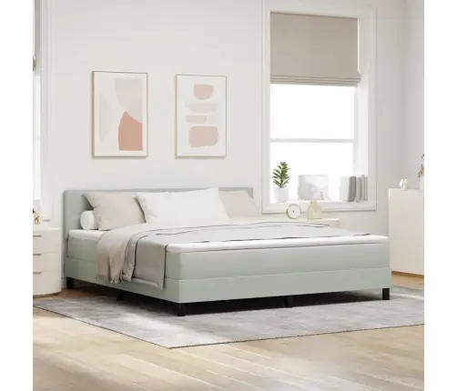 Led Box Spring Voodi Madratsiga Helehall 180 X 200 Cm Samet