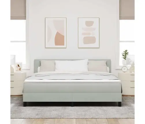 Led Box Spring Voodi Madratsiga Helehall 180 X 200 Cm Samet