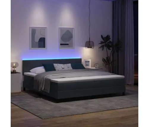 Led Gultas Pamatne Ar Matraci Tumši Pelēks 180 X 200 Cm Samts Vidaxl