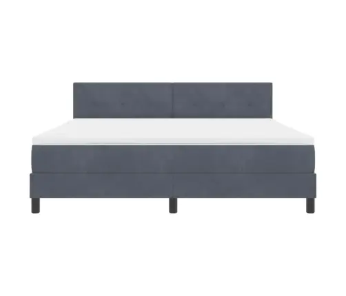 Led Gultas Pamatne Ar Matraci Tumši Pelēks 180 X 200 Cm Samts Vidaxl