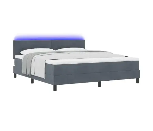Led Gultas Pamatne Ar Matraci Tumši Pelēks 180 X 200 Cm Samts Vidaxl