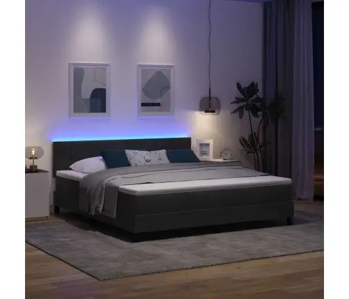 Led Box Spring Voodi Madratsiga Lediga Must 180 X 200 Cm Samet