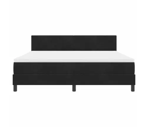 Led Box Spring Voodi Madratsiga Lediga Must 180 X 200 Cm Samet