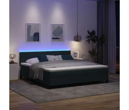 Led Gultas Pamatne Ar Matraci Tumši Zaļš 180 X 200 Cm Samts Vidaxl