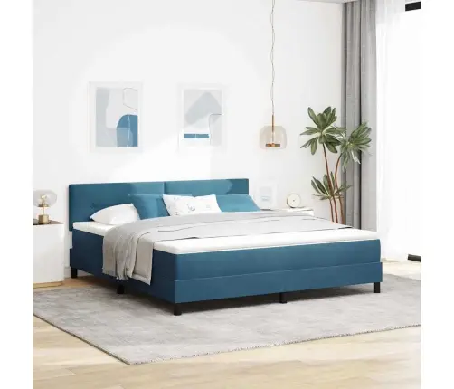 Led Čiužinio Lova Su Led Tamsiai Mėlyna 180 X 200 Cm Aksomas