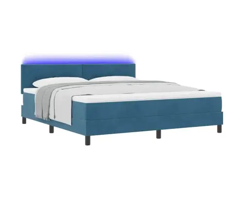Led Čiužinio Lova Su Led Tamsiai Mėlyna 180 X 200 Cm Aksomas
