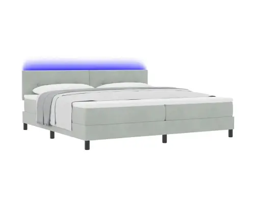 Gultas Rāmja Komplekts Ar Matraci Un Led Gaismu, Gaiši Pelēks, 200X200 Cm, Samts Vidaxl