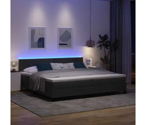 Kastītes Atsperu Gulta Ar Matraci Un Led Melnā 200X200 Cm Samta Vidaxl