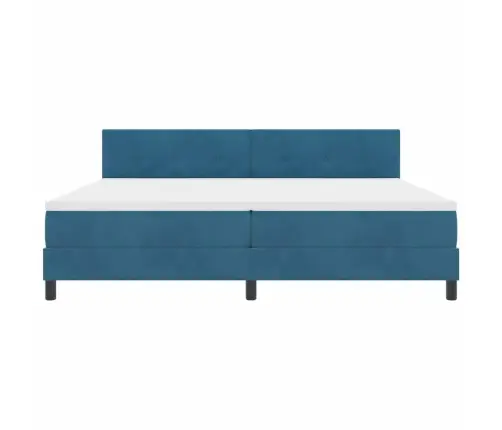 Led Gultas Pamatne Ar Matraci Tumši Zils 200 X 200 Cm Samts Vidaxl