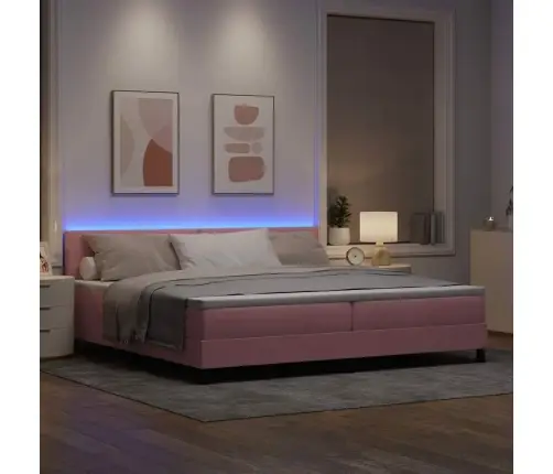 Led Gultas Pamatne Ar Matraci Ar Led Rozā 200 X 200 Cm Samts Vidaxl