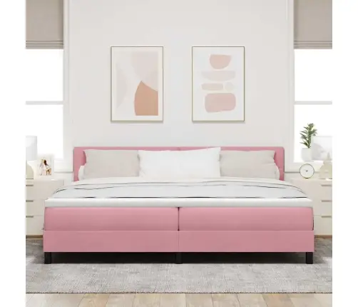 Led Gultas Pamatne Ar Matraci Ar Led Rozā 200 X 200 Cm Samts Vidaxl