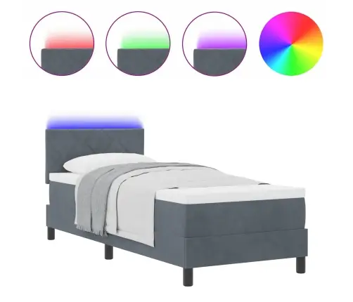 Kastītes Atsperu Gulta Tumši Pelēka 80 X 200 Cm Samts Vidaxl