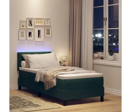 Gultas Rāmja Gulta Ar Matraci Un Led Tumši Zaļa 80X200 Cm Samts Vidaxl