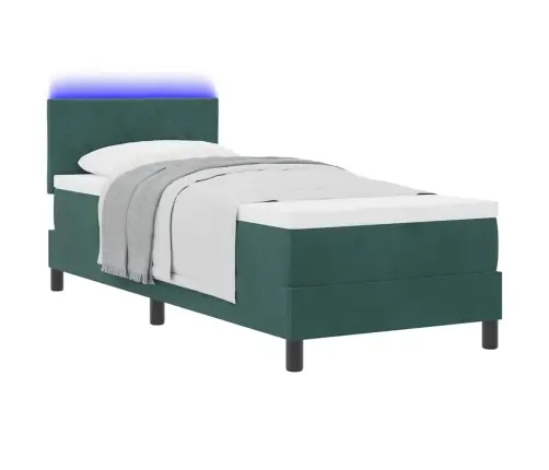 Gultas Rāmja Gulta Ar Matraci Un Led Tumši Zaļa 80X200 Cm Samts Vidaxl