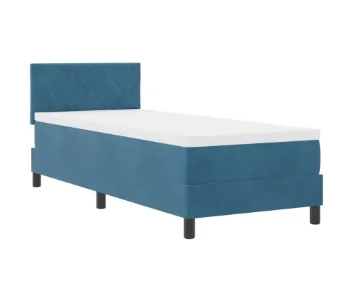 Led Box Spring Voodi Madratsiga Tumesinine 80 X 200 Cm Samet