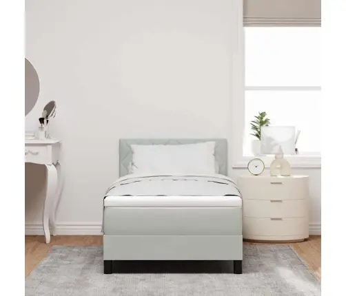 Gultas Atsperes Ar Matraci & Led Gaismu Gaiši Pelēks 90X190 Cm Samts Vidaxl