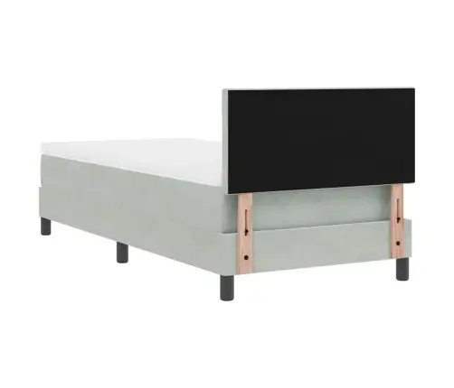 Gultas Atsperes Ar Matraci & Led Gaismu Gaiši Pelēks 90X190 Cm Samts Vidaxl