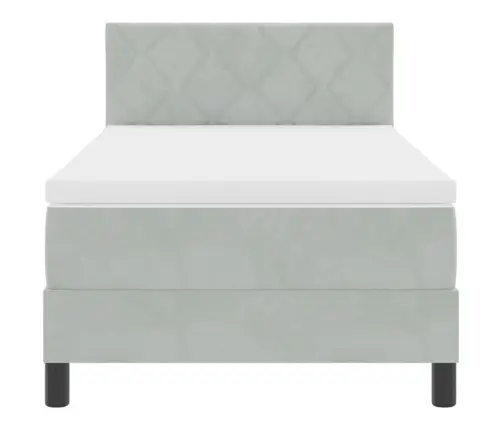 Gultas Rāmjis Ar Matraci Un Led Gaismu Pelēkā Krāsā 90X200 Cm No Samta Vidaxl