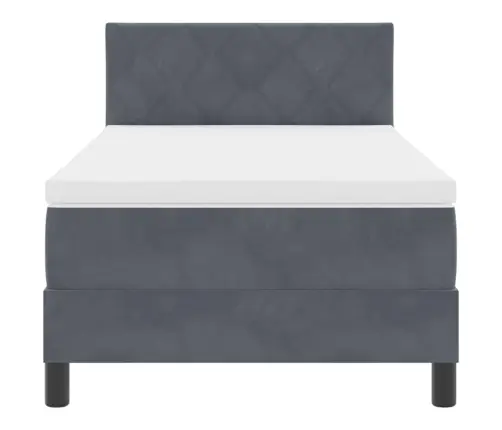 Kastes Atsperu Gulta Ar Matraču Un Led Tumši Pelēks 90X200 Cm Samts Vidaxl