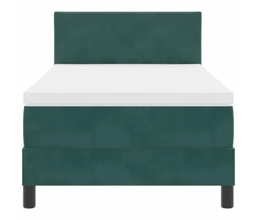 Led Box Spring Voodi Peaga Tume Rohelise 100 X 200 Cm Samet