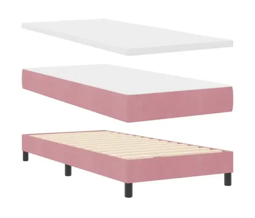 Kastītes Atsperu Gulta Ar Matraci Rozā 100 X 200 Cm Samts Vidaxl