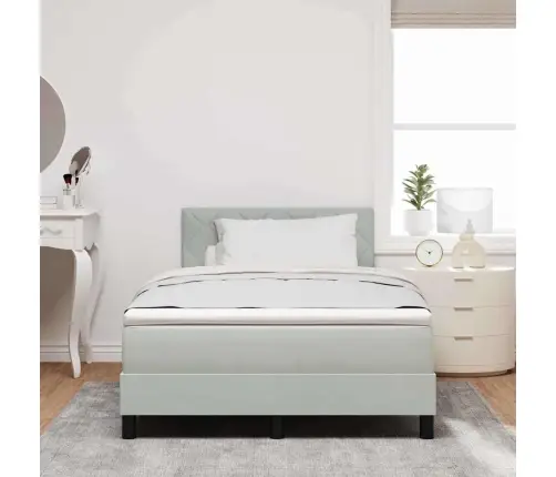 Led Box Spring Voodi Madratsiga Helehall 120 X 190 Cm Samet