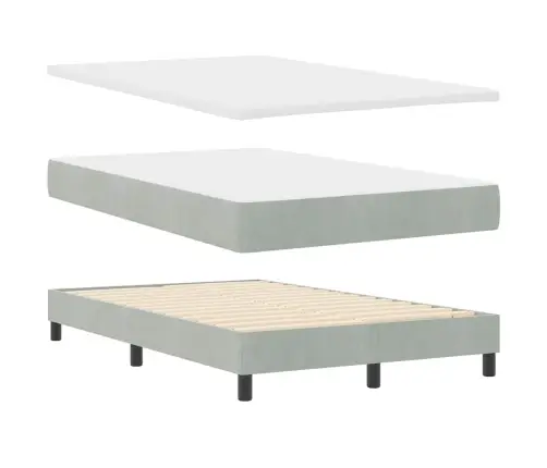 Led Box Spring Voodi Madratsiga Helehall 120 X 190 Cm Samet