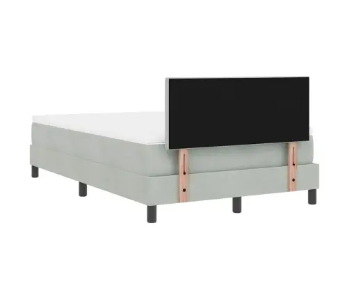 Led Box Spring Voodi Madratsiga Helehall 120 X 190 Cm Samet