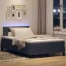 Box Spring Gulta Ar Matraci Un Led Tumši Pelēks 120X190 Cm Samts Vidaxl