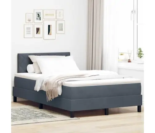 Box Spring Gulta Ar Matraci Un Led Tumši Pelēks 120X190 Cm Samts Vidaxl