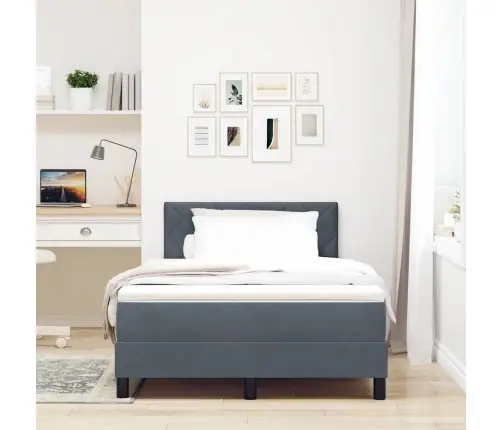 Box Spring Gulta Ar Matraci Un Led Tumši Pelēks 120X190 Cm Samts Vidaxl