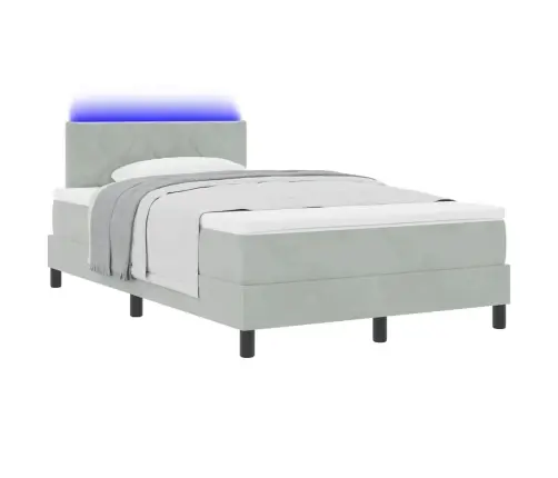 Gultas Rāmis Ar Matraci Un Led Gaismu Pelēkā Krāsā 120X200 Cm No Samta Vidaxl
