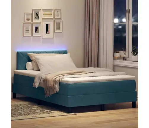 Led Čiužinio Lova Su Led Tamsiai Mėlyna 120 X 200 Cm Aksomas