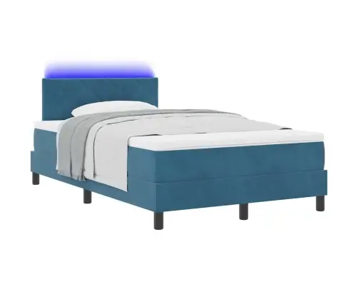 Led Čiužinio Lova Su Led Tamsiai Mėlyna 120 X 200 Cm Aksomas