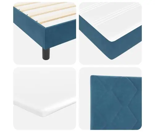 Box Spring Gulta Ar Matraci Un Led Tumši Zila 140X190 Cm Samts Vidaxl