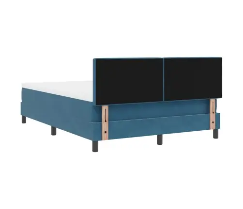Box Spring Gulta Ar Matraci Un Led Tumši Zila 140X190 Cm Samts Vidaxl