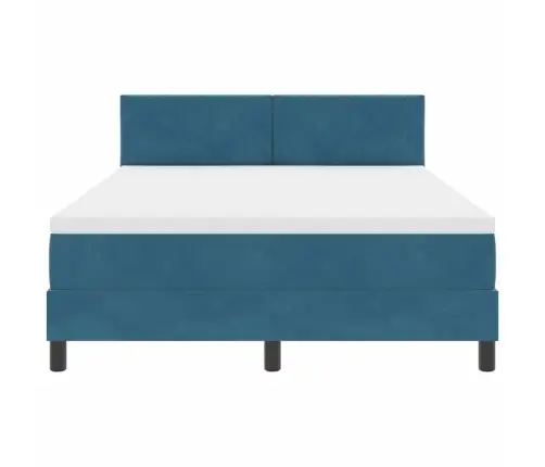 Box Spring Gulta Ar Matraci Un Led Tumši Zila 140X190 Cm Samts Vidaxl
