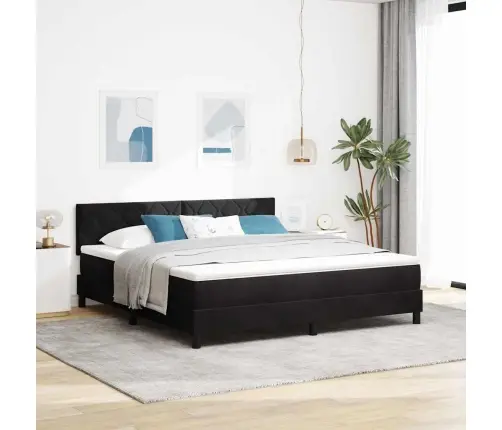 Led Čiužinio Lova Su Čiužiniu Su Led Juoda 180 X 200 Cm Aksomas