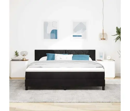 Led Čiužinio Lova Su Čiužiniu Su Led Juoda 180 X 200 Cm Aksomas