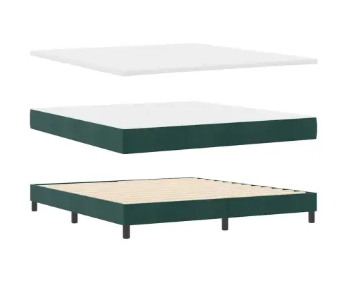 Led Box Spring Voodi Lediga Tume Rohelise 180 X 200 Cm Samet