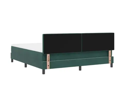 Led Box Spring Voodi Lediga Tume Rohelise 180 X 200 Cm Samet