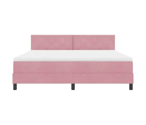 Led Gultas Pamatne Ar Matraci Ar Led Rozā 180 X 200 Cm Samts Vidaxl