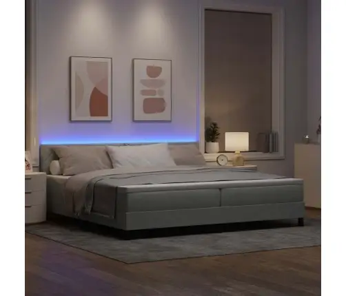 Led Box Spring Voodi Madratsiga Helehall 200 X 200 Cm Samet