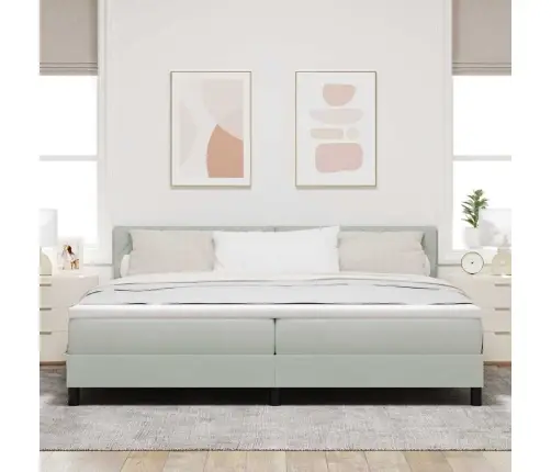 Led Box Spring Voodi Madratsiga Helehall 200 X 200 Cm Samet