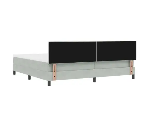 Led Box Spring Voodi Madratsiga Helehall 200 X 200 Cm Samet