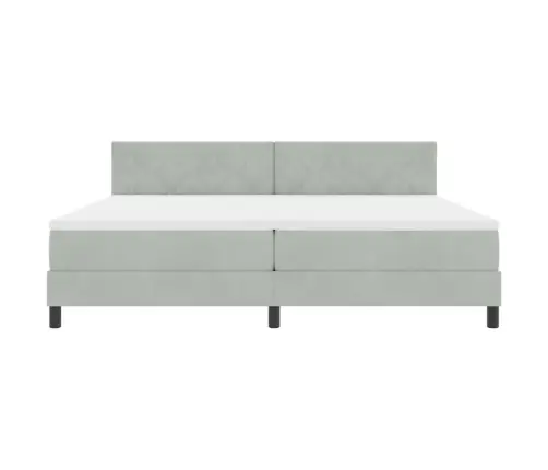 Led Box Spring Voodi Madratsiga Helehall 200 X 200 Cm Samet