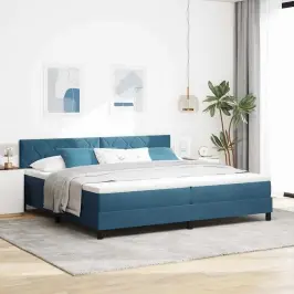 Kastītes Atsperu Gulta Tumši Zila 200 X 200 Cm Samts Vidaxl