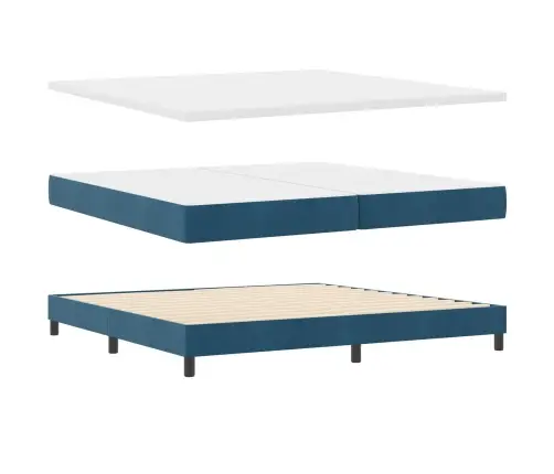 Led Box Spring Voodi Madratsiga Tumesinine 200 X 200 Cm Samet