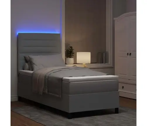 Kastītes Atsperu Gulta Ar Led Gaiši Pelēka 80 X 200 Cm Audums Vidaxl