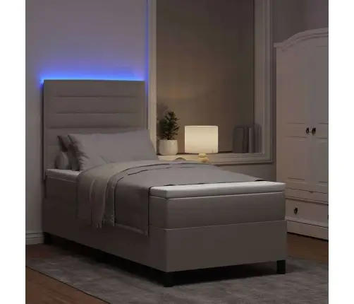 Kastītes Atsperu Gulta Ar Matraci Pelēkbrūna 80 X 200 Cm Audums Vidaxl